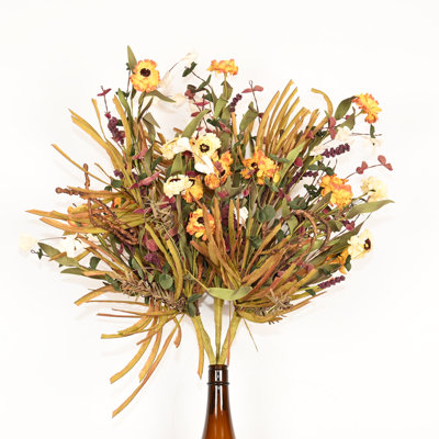 22" Artificial Daisy Floral Arrangement With Long Stems Fall Foliage Sprays For Vase Filler Table Decoration