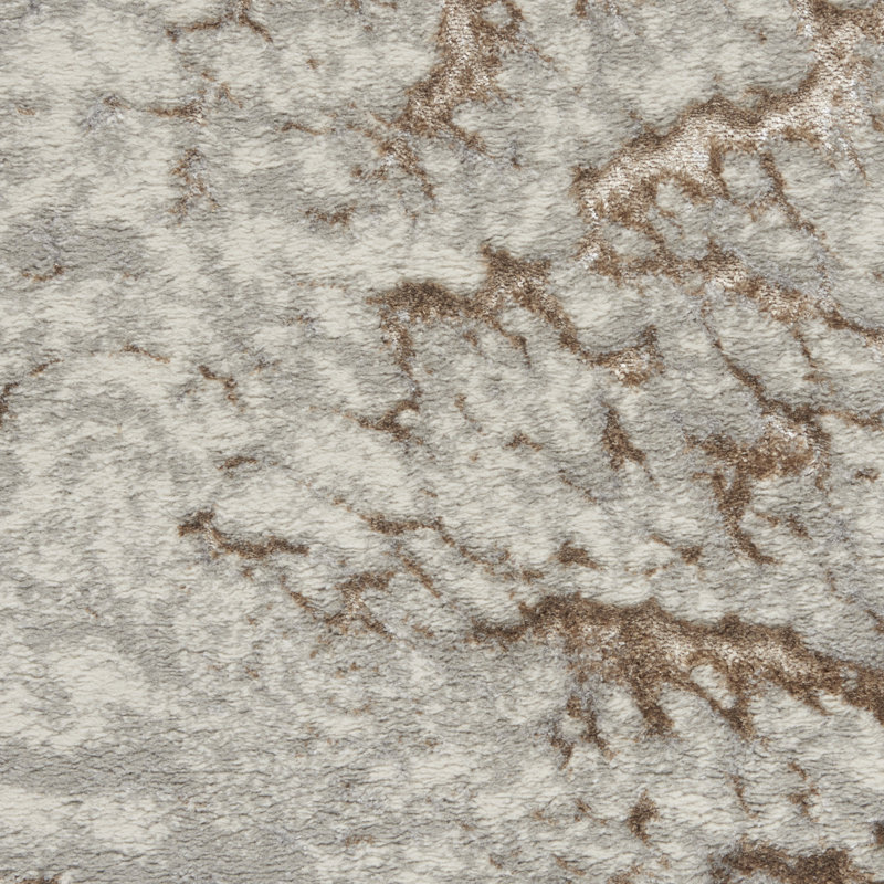 Abstract Machine Woven Rectangle 6' x 9' Polypropylene Area Rug in Ivory/Cream