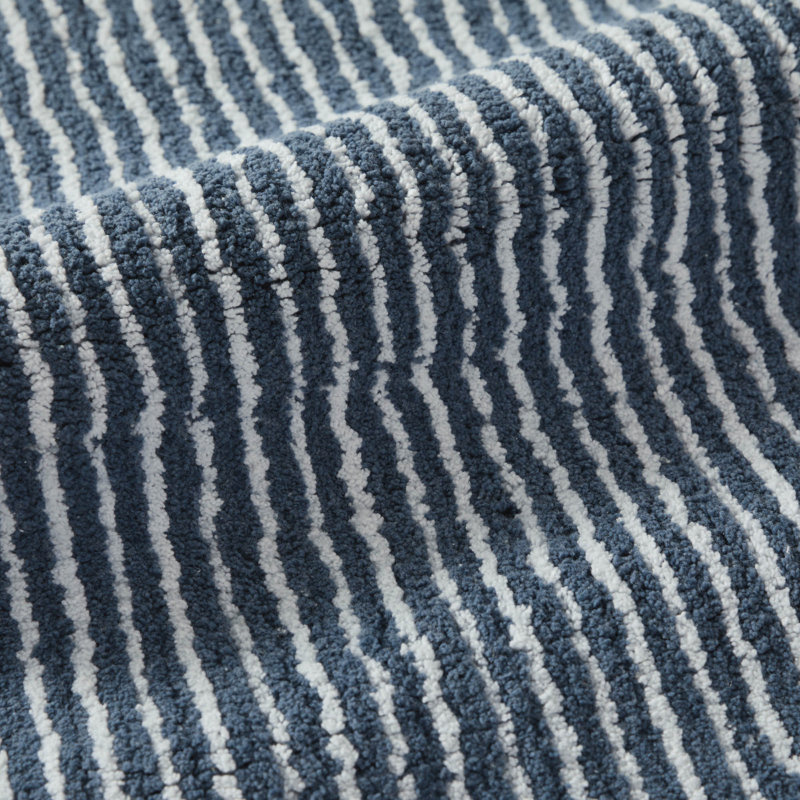 100% Cotton Pinstripe Bath Mats, Navy, 34 in x 21 in