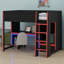 Lit mezzanine en bois avec bureau intégré, garde-robe, DEL et tiroir-1181359771