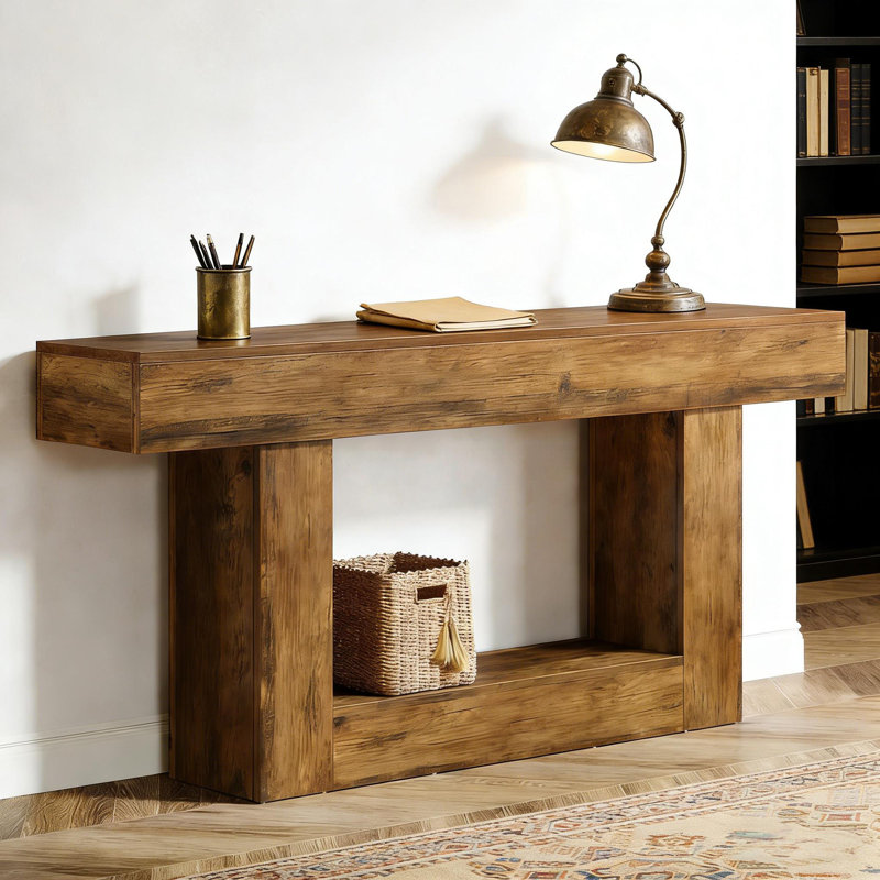 2-Tier Hall Table,Sofa Table,Console Table, Rustic Brown