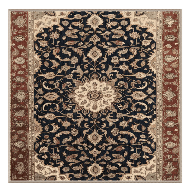 Machine Washable Persian Brown Area Rug, Square 4'