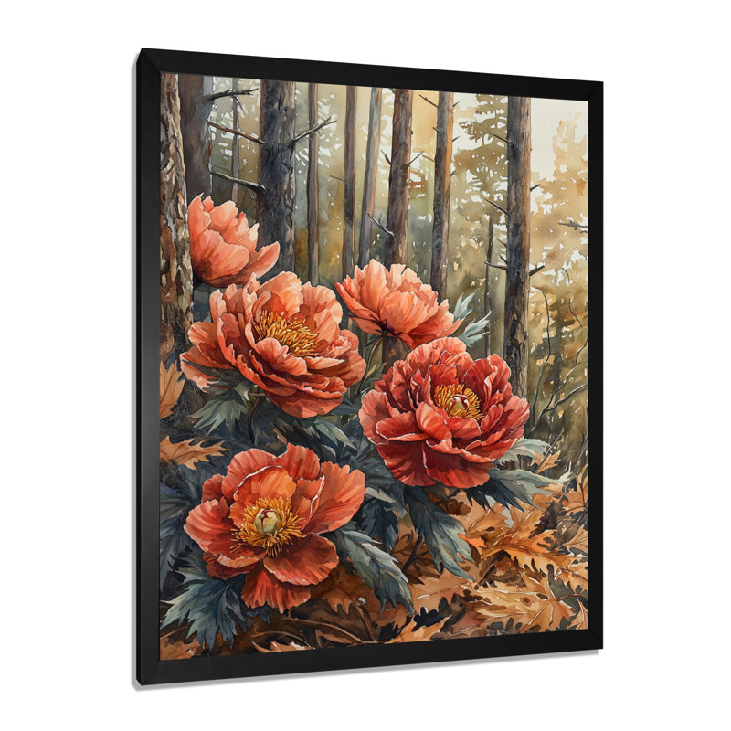 Bracher - Art mural floral, Reproduction encadrée d'une seule photo, Noir, noir, noir, noir, H 20 po x l 12 po