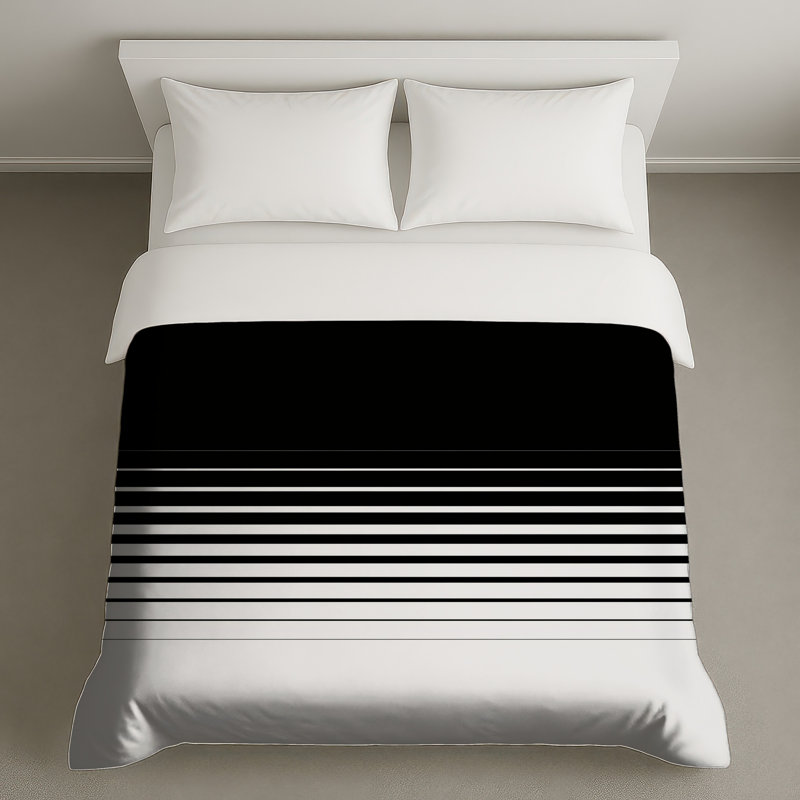 Housses de couette à rayures noires et blanches, Grand lit