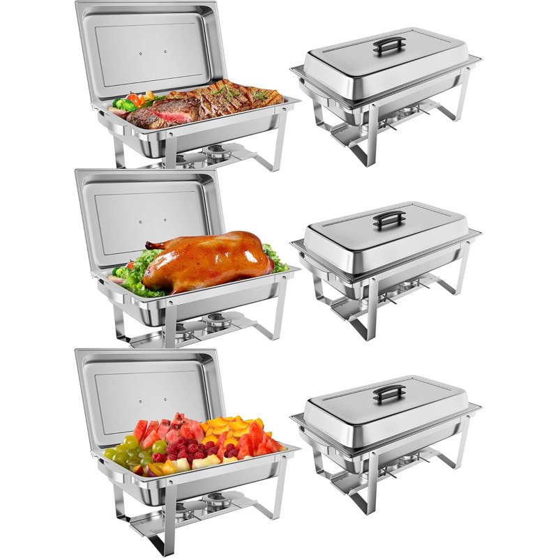 Ensemble de 6 chauffe-plats, 8 pte en acier inoxydable Chafer Buffet, ensemble de chauffe-plats et chauffe-eau