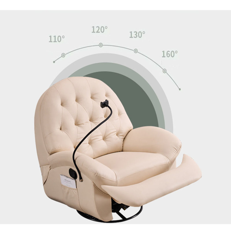 Fauteuil inclinable et pivotant en similicuir Seun, Crème