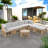 7 Pieces Outdoor Rattan Sectional Sofa Set With Six Individual Seats And A Round Coffee Table And Pillows