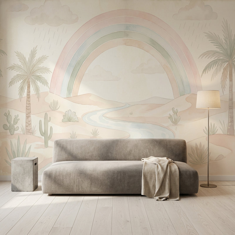 Papier peint Pastel Desert Landscape Rainbow Sand Dunes, 100 po x 96 po, Non tissé