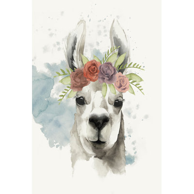 Llama Flora I by Grace Popp - Painting on Canvas