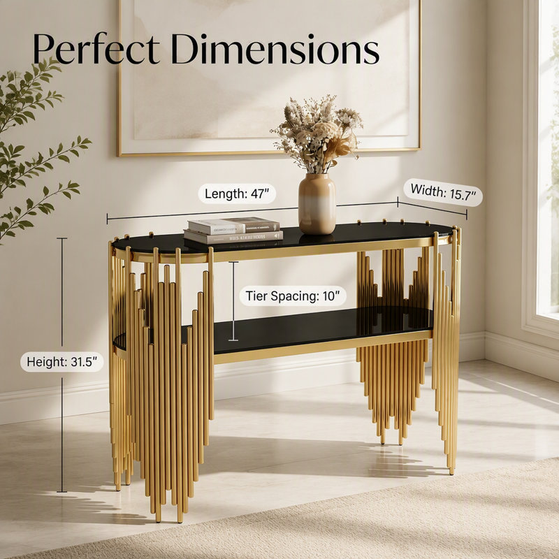 Console d'entrée avec tablette, Black / Black+Gold, Black, Black+Gold