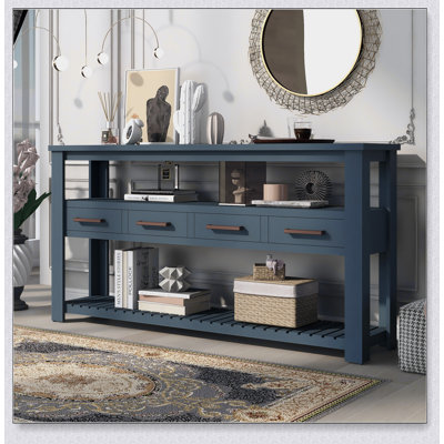 Modern Console Table Sofa Table For Living Room With 4 Drawers And 2 Shelves, Perfect For Storage And Display
