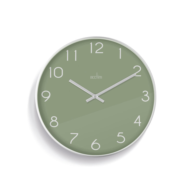 Acctim Elma Wall Clock Quartz Debossed Foil Numerals, Fern