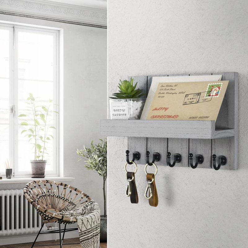 Rangement mural pour clés et courrier Vyrl, Gris clair