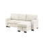 Canapé modulaire confortable en tissu beige avec canapé-lit réversible, méridienne de rangement, bureau rabattable et méridienne coulissante confortable à 2 ports, table