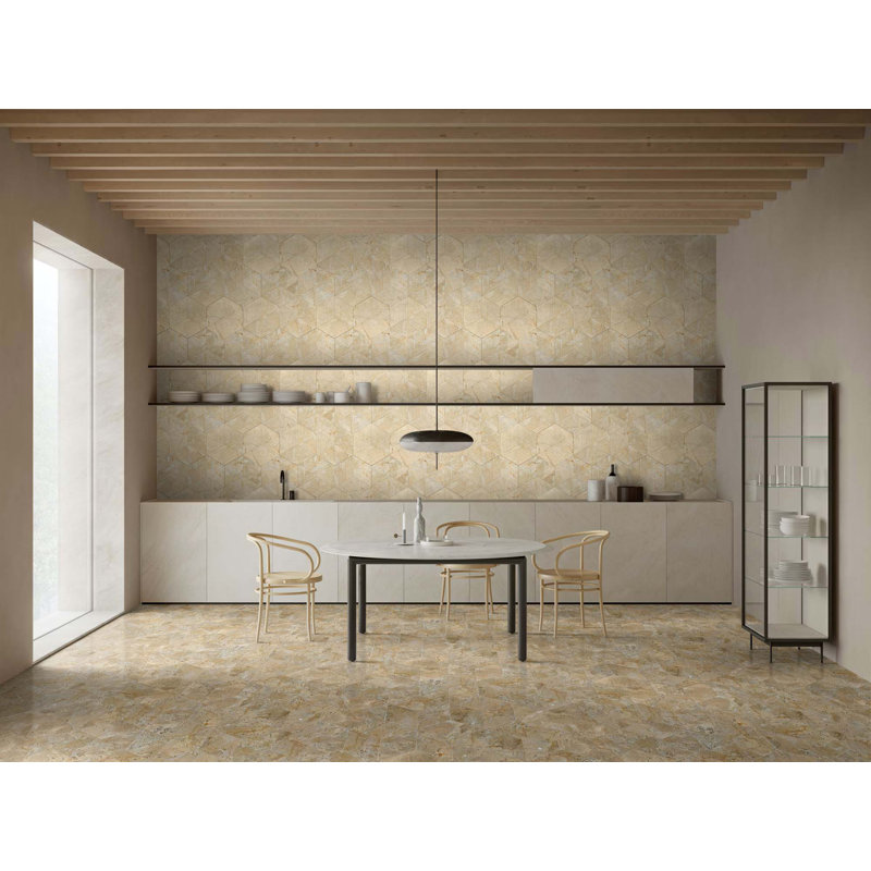 Marbre ondulé naturel texturé 3D Hexagon FS pour mur, 1 boîte de 12 pièces