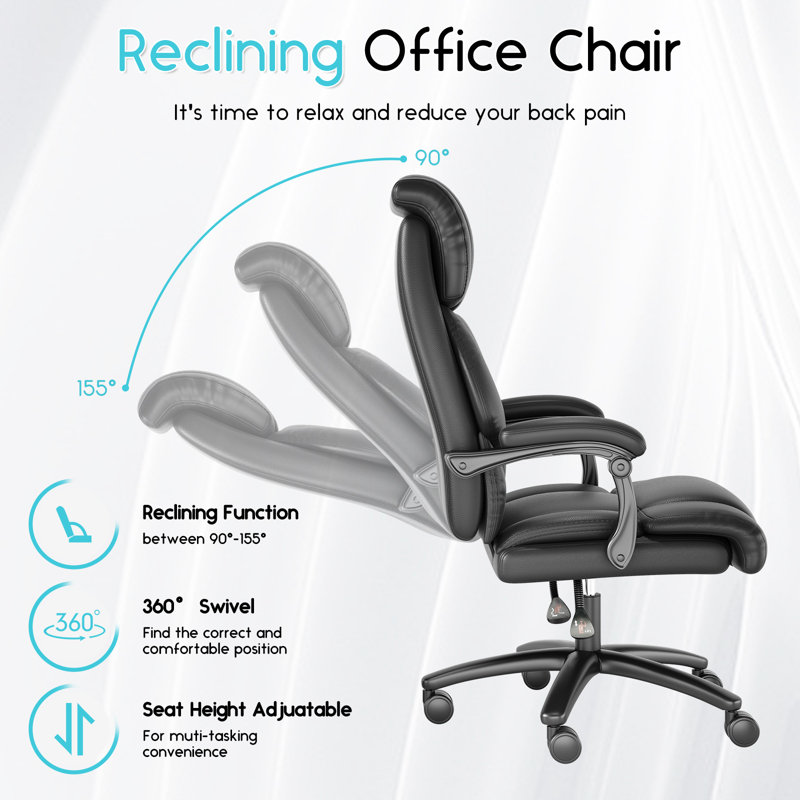 Fauteuil de bureau inclinable Kelah, Noir