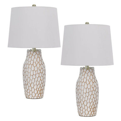 Lampes de table en céramique Elmira, lot de 2, 100 W, argile blanche, 57 cm (H)
