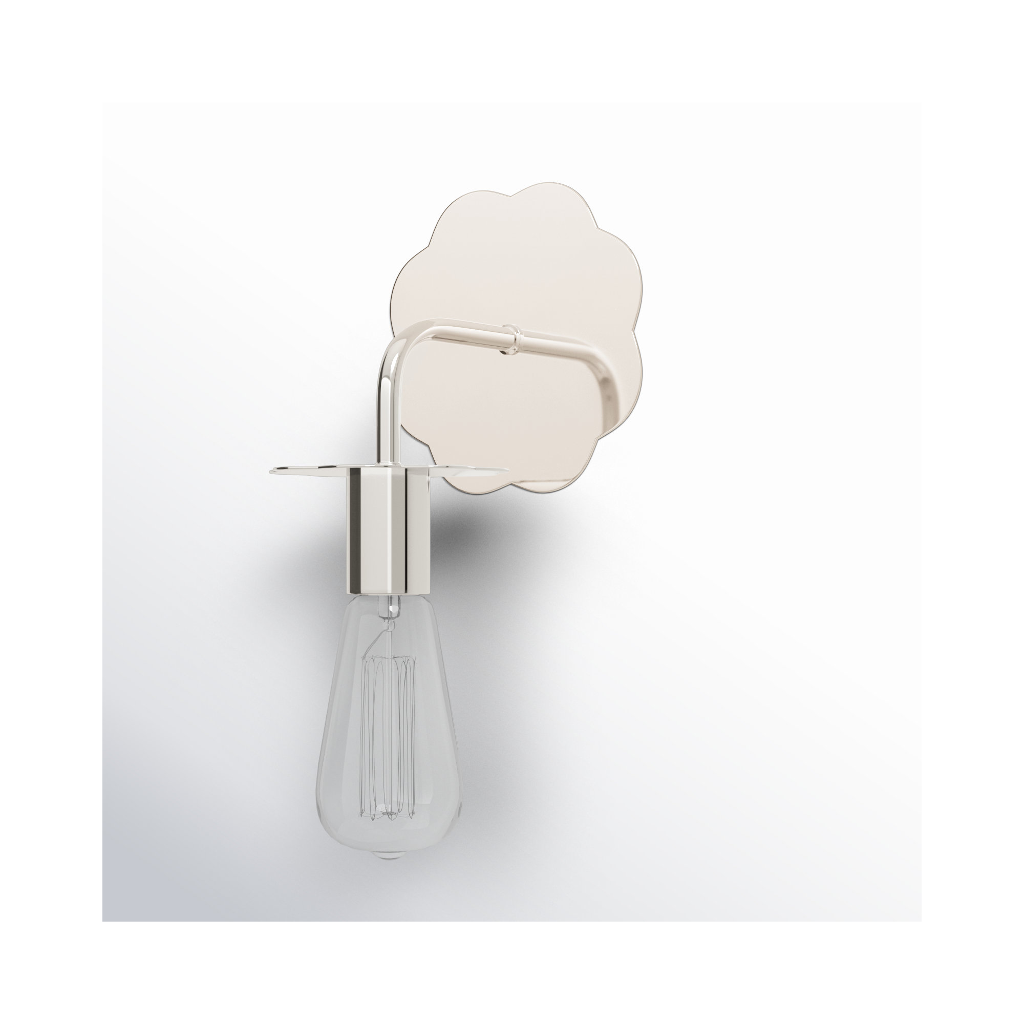 Single Light Dimmable Armed Sconce, Polished Nickel