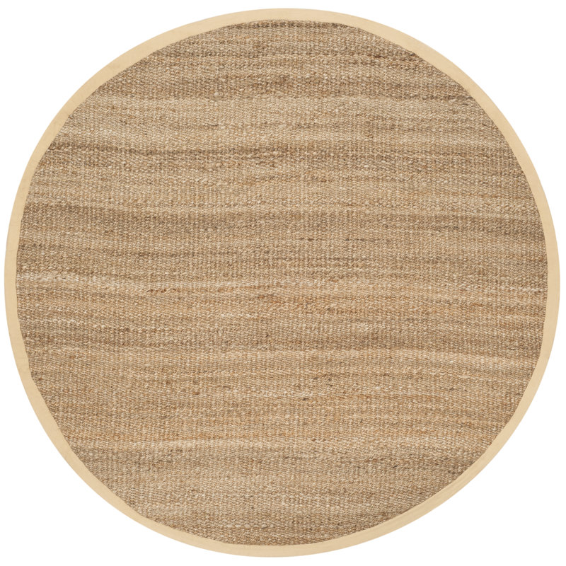 Tapis doré en jute / sisal tissé à la main Calidia, Rond 7 pi