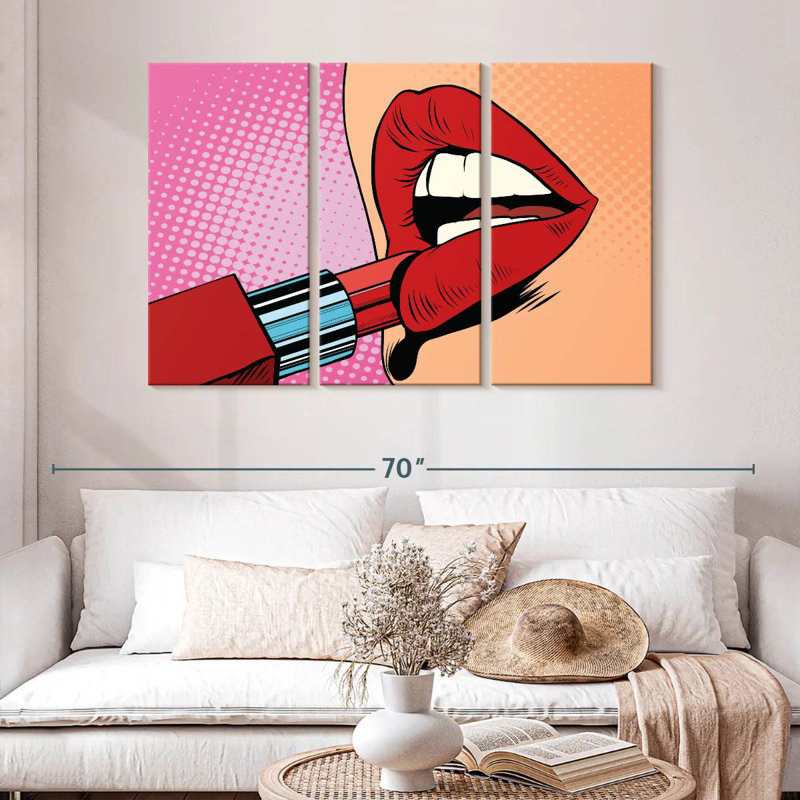 Caricature des lèvres rouges, H 32 po x l 50 po