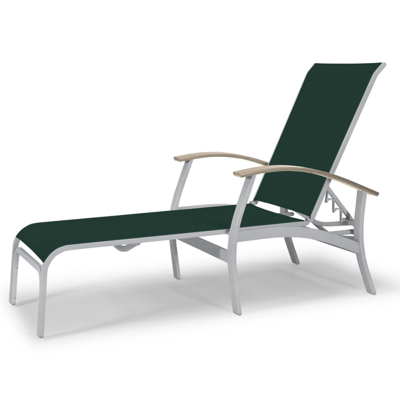 Askar Outdoor Rust-Resistant Metal Chaise Lounge, Desert P60, Forest Forest Green 22D Sunbrella®, Textured Desert