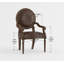 Chaise de bureau formelle avec accoudoirs en similicuir brun foncé et garniture cloutée