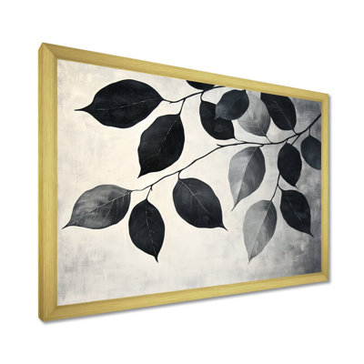 «Black Leaves Shadow Silhouette IV» - art mural feuilles