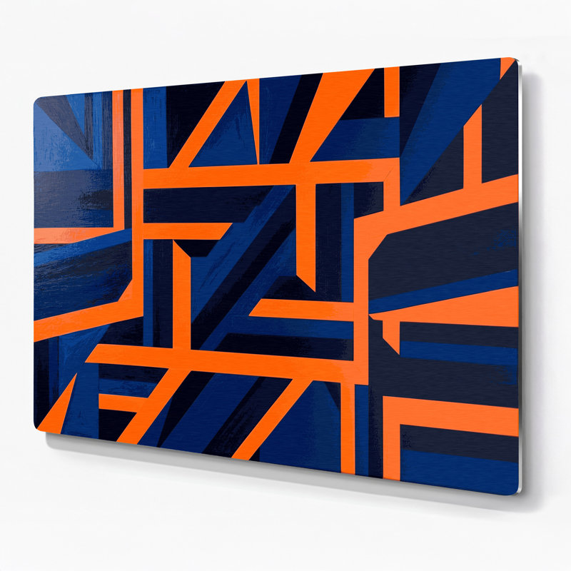 Art mural rigide en métal bleu, H 12 po x l 18 po