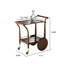 Chariot à roulettes 31,5 po en bois massif et verre rétro, chariot de bar à deux niveaux, grande table de rangement et de présentation lumineuse