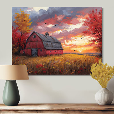 Autumn Red Barn Breeze II - Barn Wall Art Print