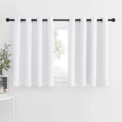 NICETOWN Blackout Small Window Valances, Rustic Farmhouse Curtains Grommet Top Thermal Insulated Window Drapes for Kitchen/Bathroom/Basement, 2 Panels.