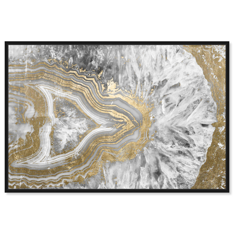 Agate Geode Crystal - Impression sur toile, H 36 po x l 54 po, Cadre noir