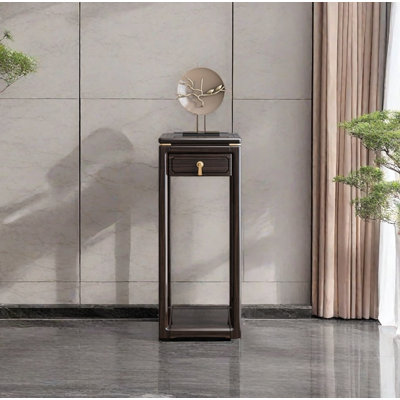 Solid Wood Plant Stand: Rounded Edges, Drawer