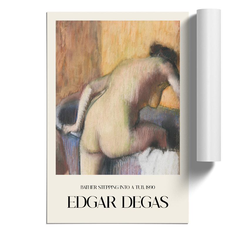 Bather Stepping into a Tub by Edgar Degas - Unframed Painting, 42cm H x 30cm W x 0.1cm D