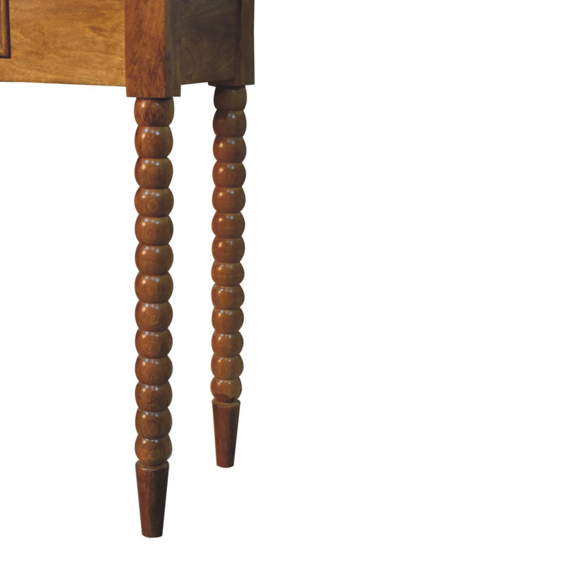 Table console à fuseaux en chêne ambré
