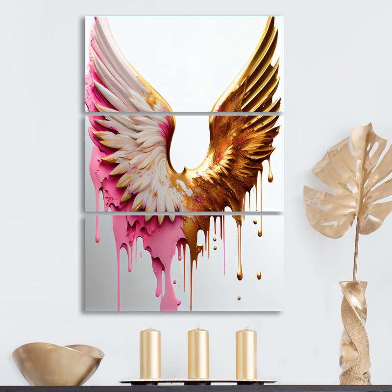 «Jayda Dusty Pink Angel Wings» sur toile, reproduction de 3 pièces