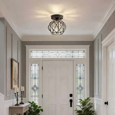 7.1in Motion Sensor Chandelier Semi Flush Mount Ceiling Lighting For Hallyway Balcony Stairsway