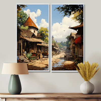 «African Market Bazar» - art mural orange sur 2 panneaux