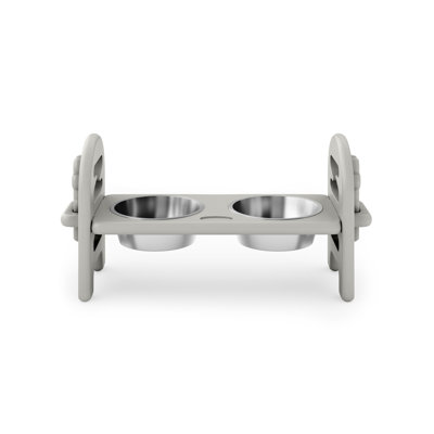 Dark Gray Adjustable Pet Food Bowl - , Material, Recycled Lumber, Water Health Gray, ,