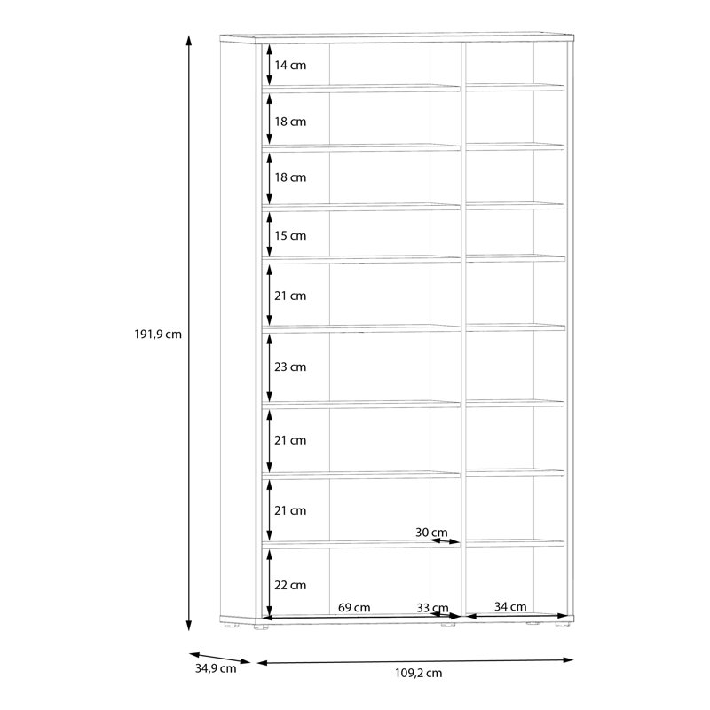 Rydar 36 Pair Shoe Storage Cabinet