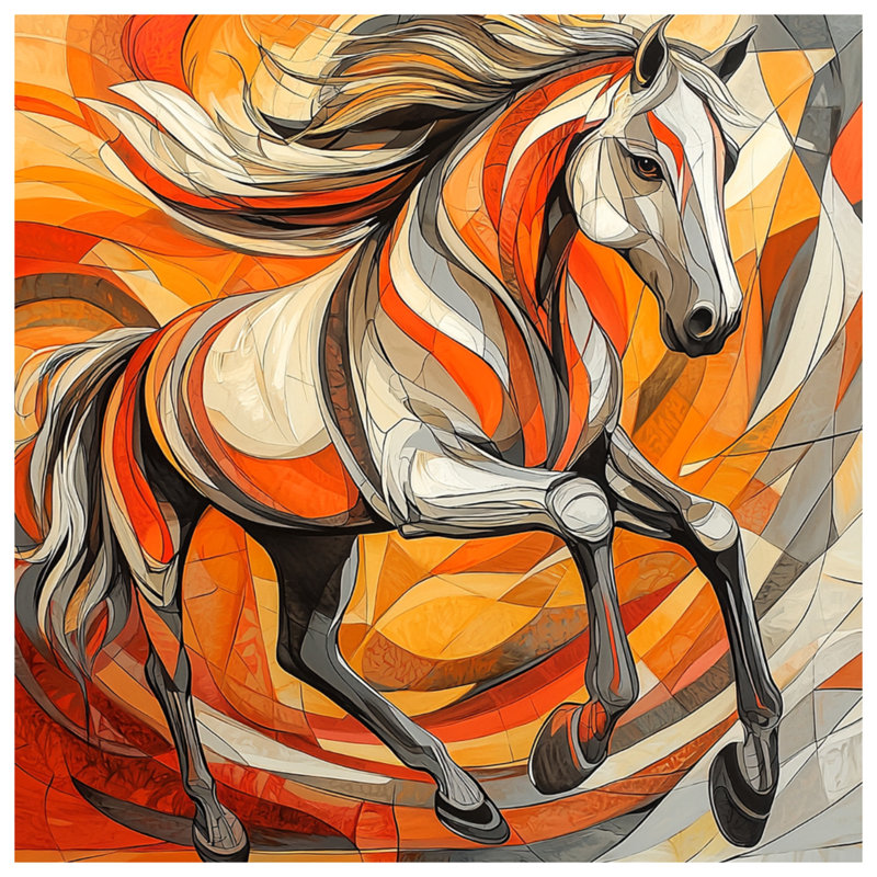 Tapisserie murale abstrait cheval de course - décoration murale cheval, H 104 po x 88 avec 4 œillets