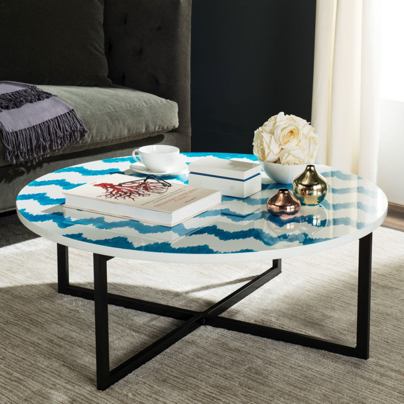 Table basse Abba, Bleu/blanc