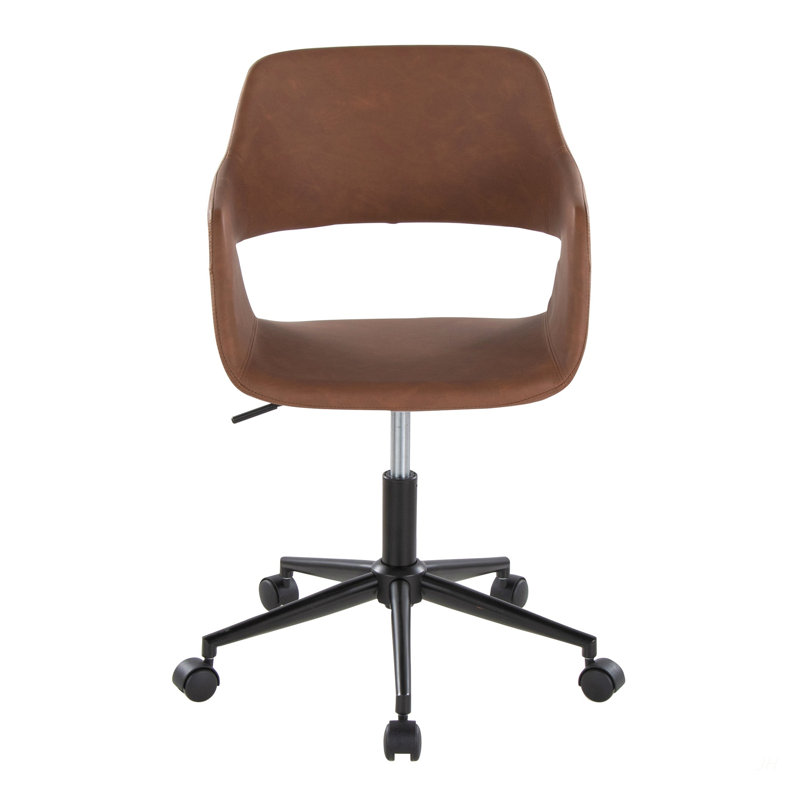 Contemporary Task Chair In Black Metal, Brown, Black