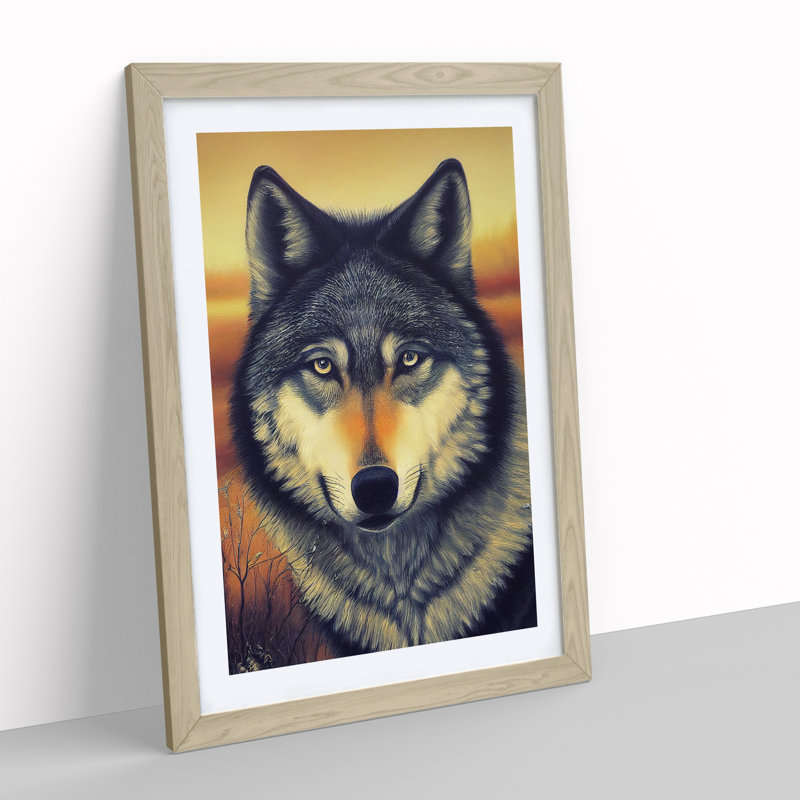 Beautiful Wolf - Wall Art, White, 64cm H x 46cm W x 2cm D, Oak