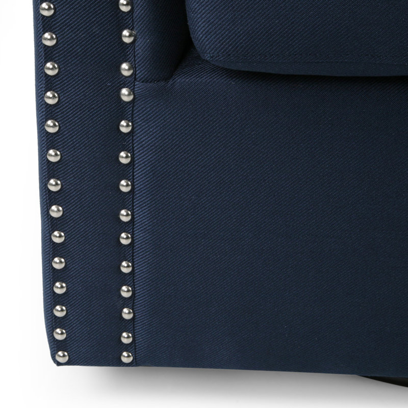 Fauteuil club pivotant bleu tendance - hauteur de bras de 25,60 po, conception élégante, housse 100% lin