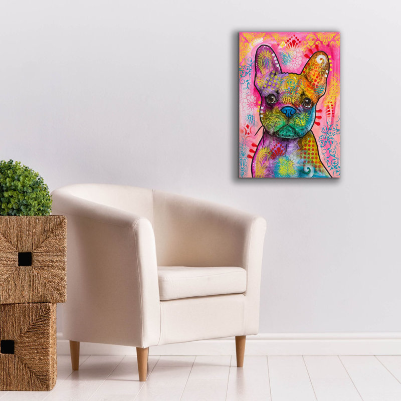 «Frenchie» par Dean Russo, art mural sur toile, H 26 po x l 18 po