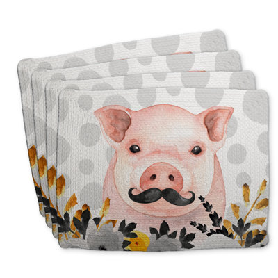 Braided Polyester Placemats Set of 4 - Little Disguised Pig
