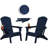 Folding Adirondack Chair, SGS Tested, Wooden Textured With Cup Holder, Heavy All-Weather HDPE Comfortable Set Poolside Backyard Lawn Navy Blue Set 2-124432828
