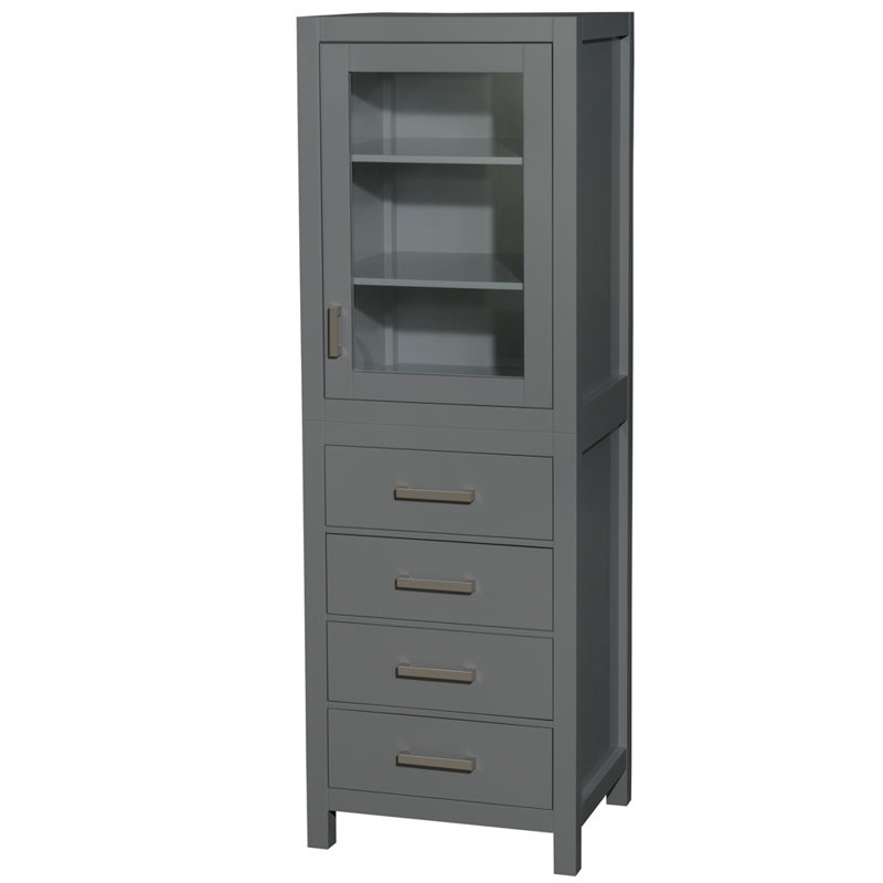 Sheffield Solid Wood Linen Cabinet, Dark Gray