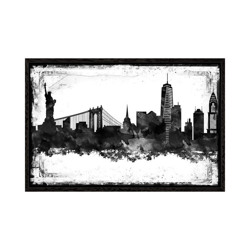 New York Skylines - Print on Canvas, Black Framed, 101.6 cm H x 66.04 cm W